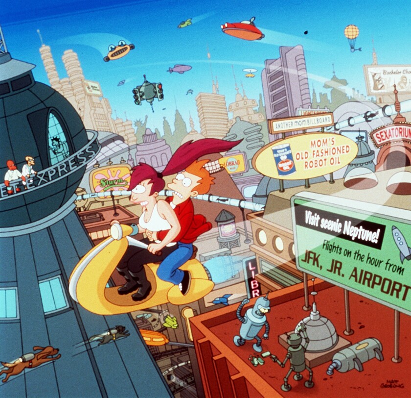 A scene from the animated science fiction series ”Futurama"