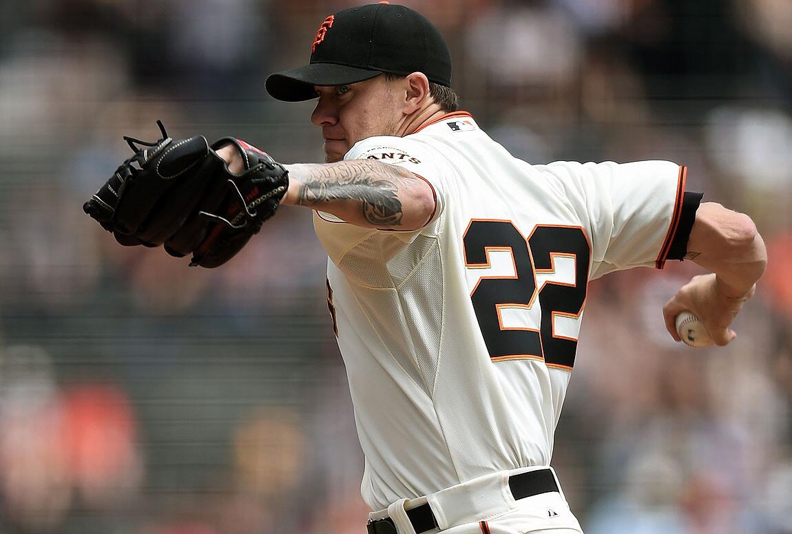 Jake Peavy pitches in the first inning.