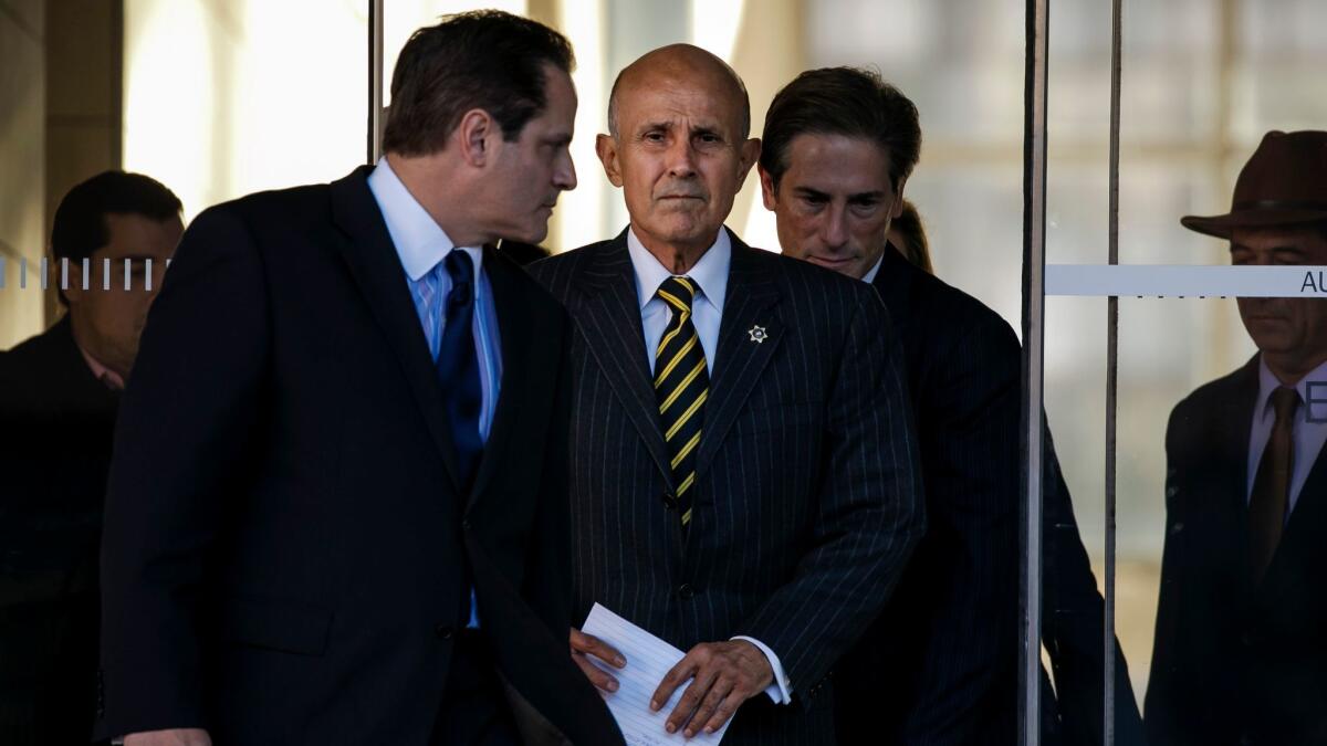 Former Los Angeles County Sheriff Lee Baca in December after jurors were unable to reach a verdict in his trial on charges he obstructed an FBI investigation into county jails.