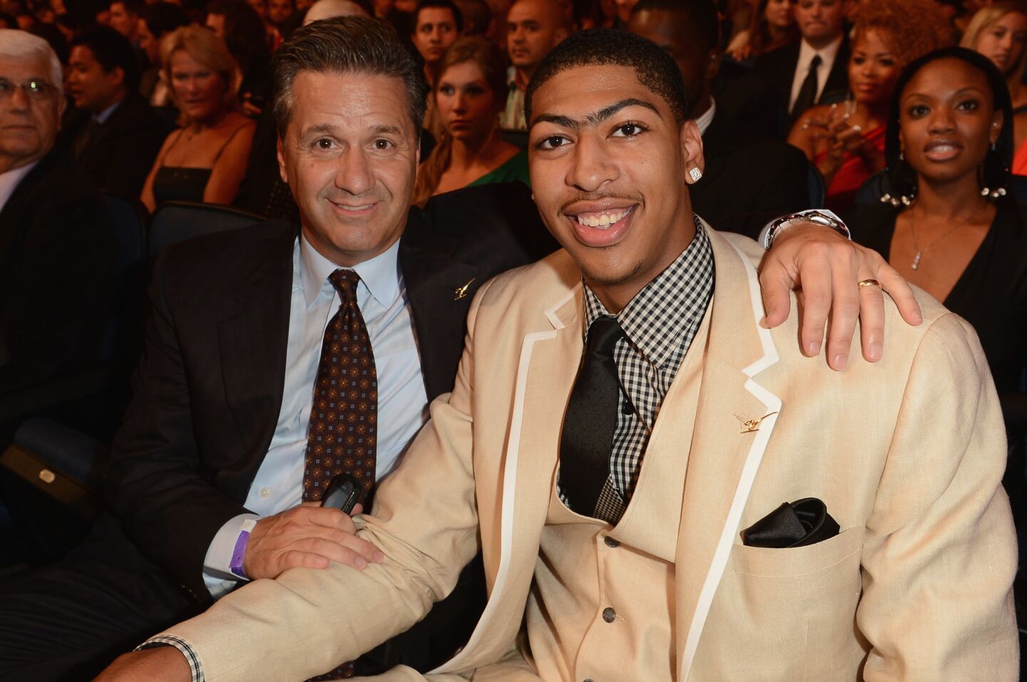 Kentucky coach John Calipari and Anthony Davis in the audience during the 2012 ESPY Awards at Nokia Theatre on July 11, 2012.