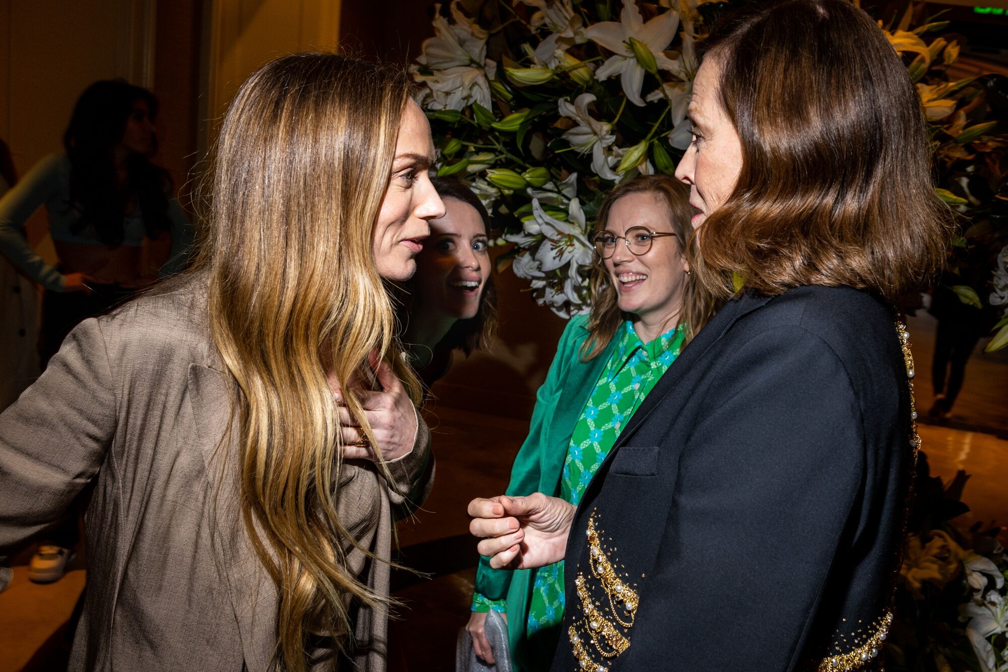 From left, actresses Kelly Condon and Claire Foy, director Sarah Polley, and actress Sigourney Weaver.