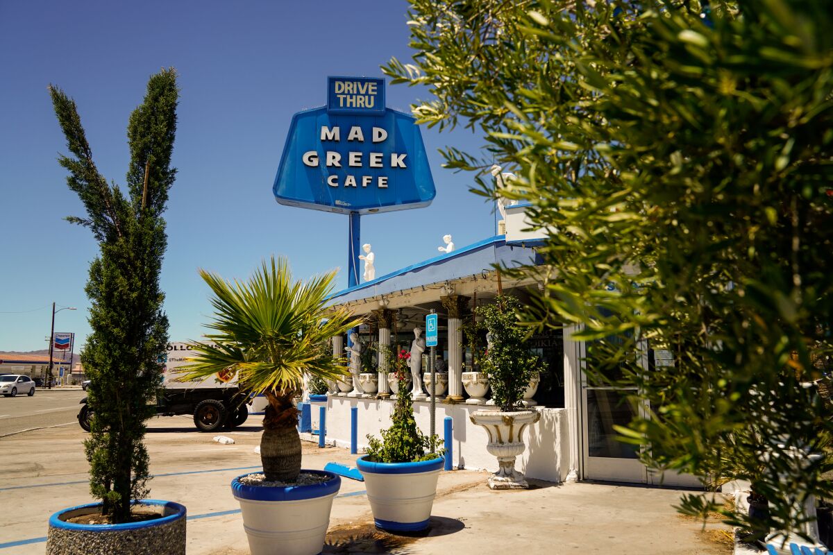 The Mad Greek Cafe in Baker, Calif. 