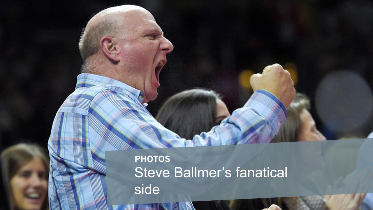 Clippers owner Steve Ballmer cheers during a game against the San Antonio Spurs at Staples Center on Nov. 10.