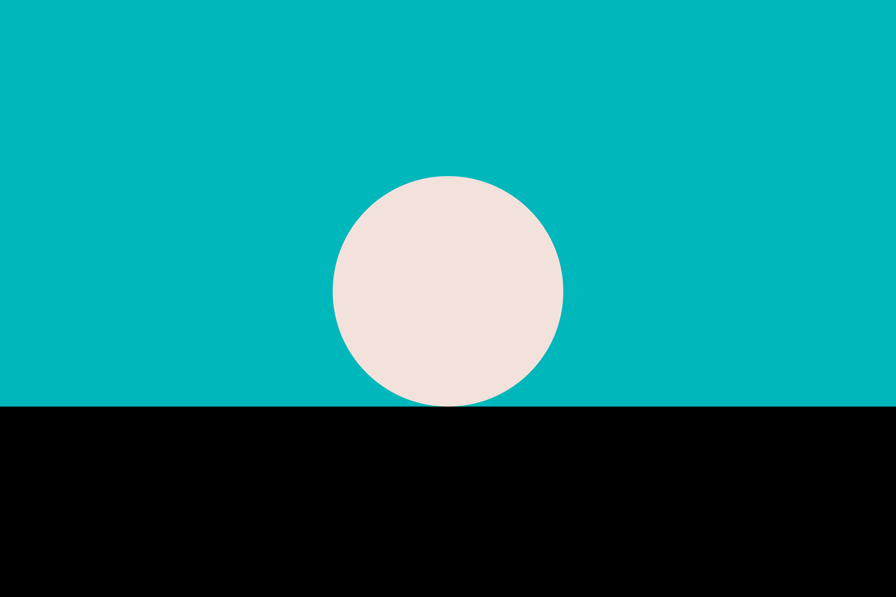 A white circle, seen against a blue background, rolls on a black floor that is tilting back and forth