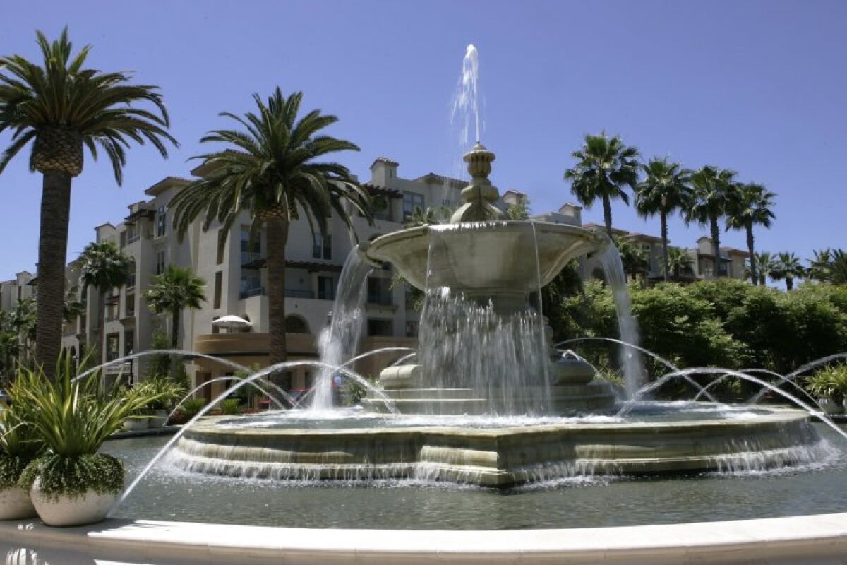 The Promenade Apartments fountain at 2185 Station Village Way in Mission Valley 