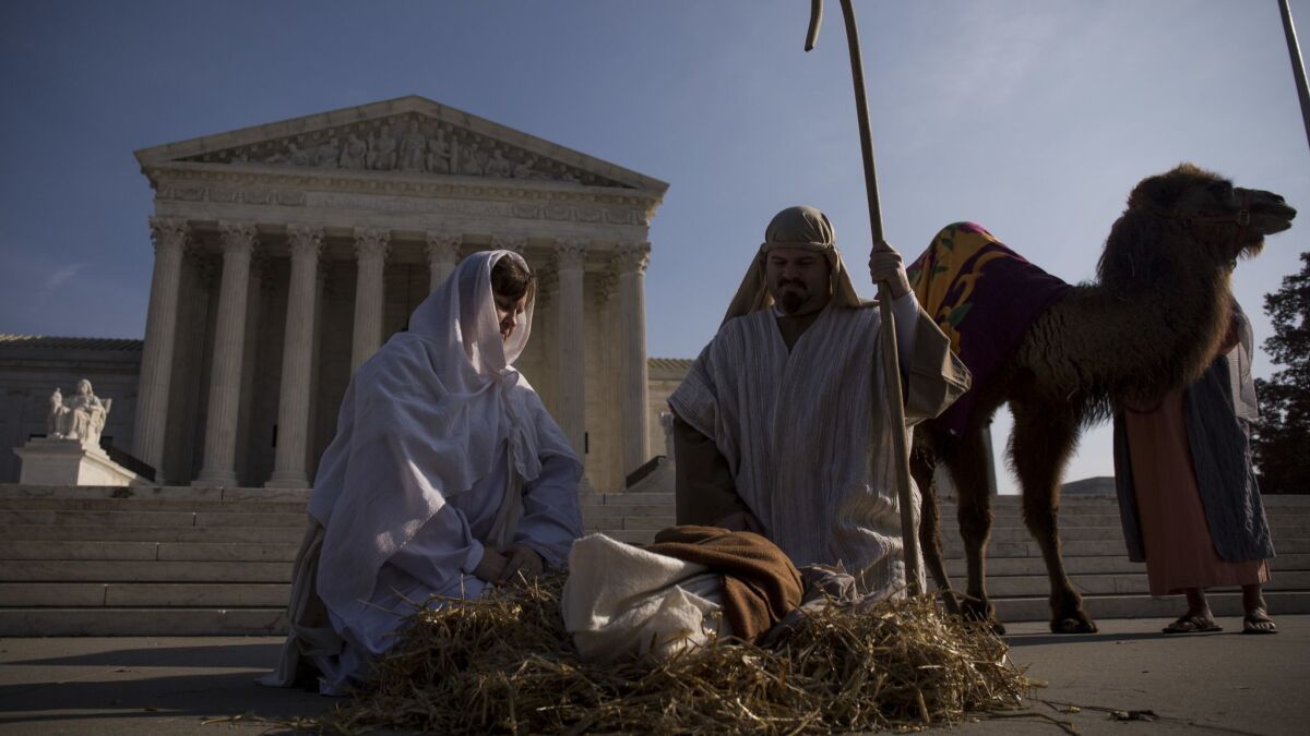 Liberty Counsel stages a live Nativity scene outside the U.S. Supreme Court.