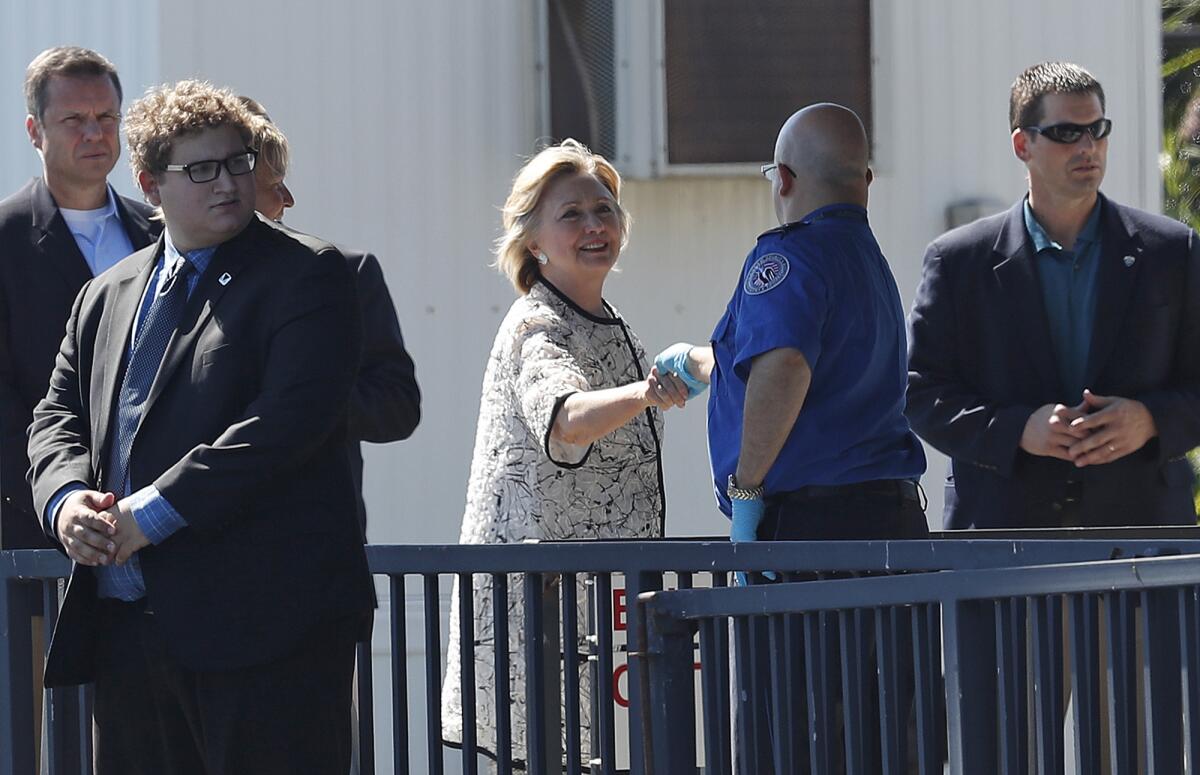 Hillary Clinton arrives Sunday in Provincetown, Mass., as part of a fundraising tour.