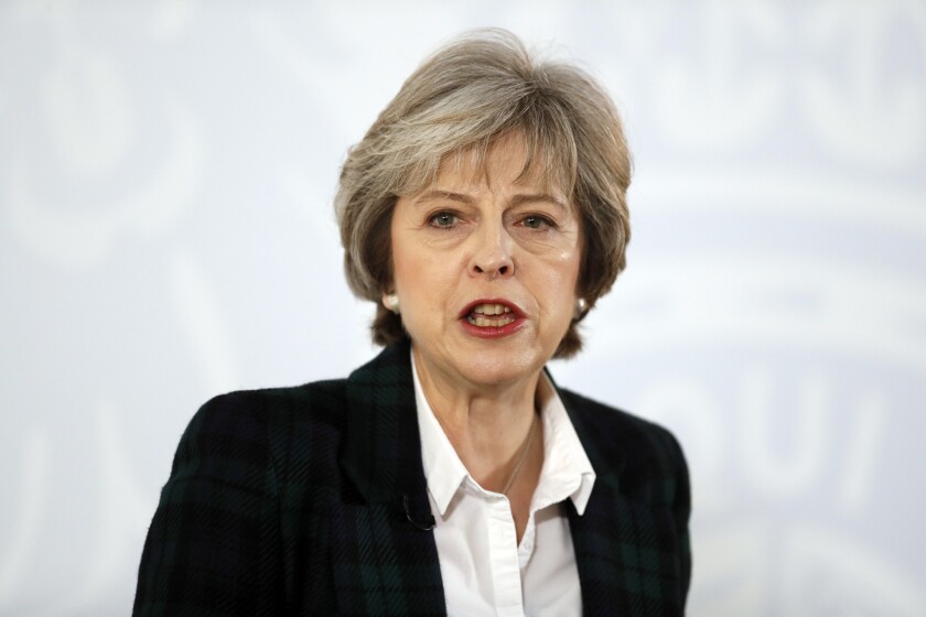 British Prime Minister Theresa May delivers a speech July 17 about leaving the European Union.