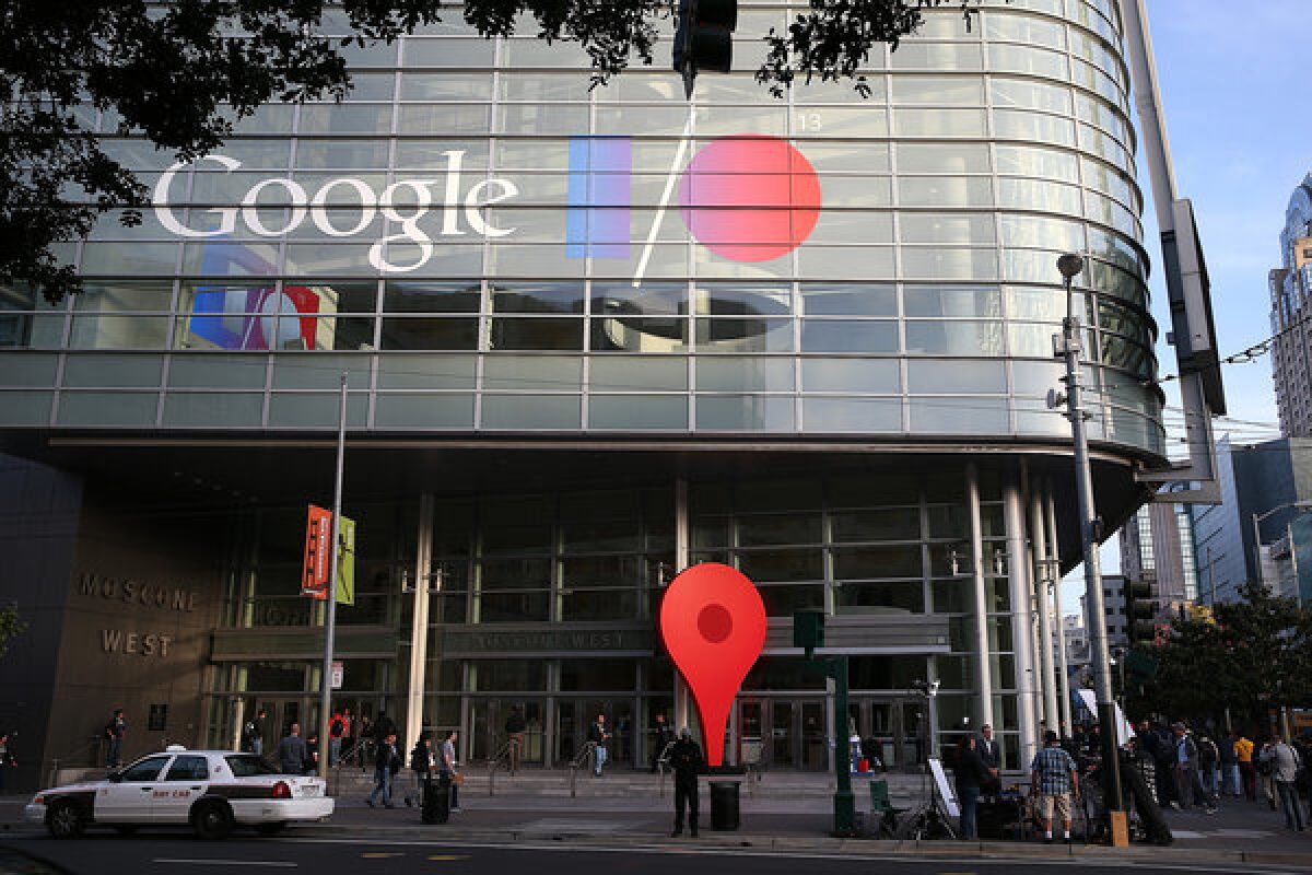 The Google I/O developers conference is being held at the Moscone Center in San Francisco.