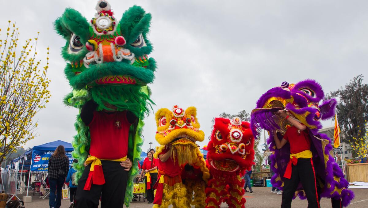 Performers dressed up for the traditional lion and dragon dances at previous edition of San Diego Lunar New Year Festival.