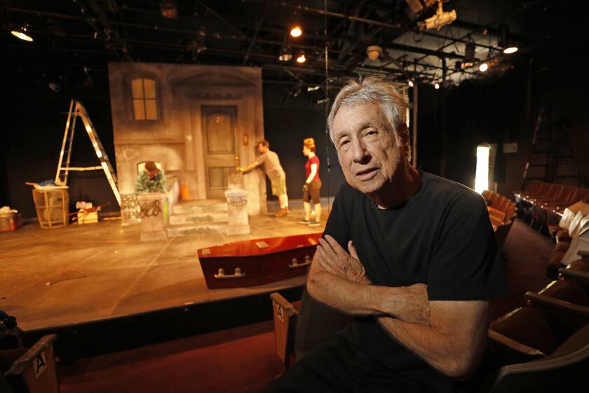 LOS ANGELES, CA - SEPTEMBER 16, 2019 Joe Stern, owner of the Matrix Theater on Melrose, as they are striking the theater set for the play “Scraps.” Joe has spent more than 40 years fighting to keep the 99-seat theater alive in LA. Ten years ago, he decided the most important issue playwrights could address is race. The reviews for the latest, Scraps, were good, but audiences are small, plays are expensive and he's 79. So where does he go from here. (Al Seib / Los Angeles Times)