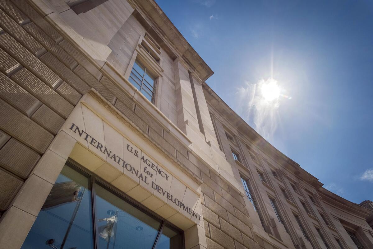 FILE - In this April 1, 2014, file photo, the headquarters for the U.S. Agency for International Development is seen in Washington. The state-backed Russian cyber spies behind the SolarWinds hacking campaign launched a targeted spear-phishing assault on U.S. and foreign government agencies and think tanks using an email marketing account of the U.S. Agency for International Development, Microsoft said, late Thursday, May 27, 2021. (AP Photo/J. David Ake, File)