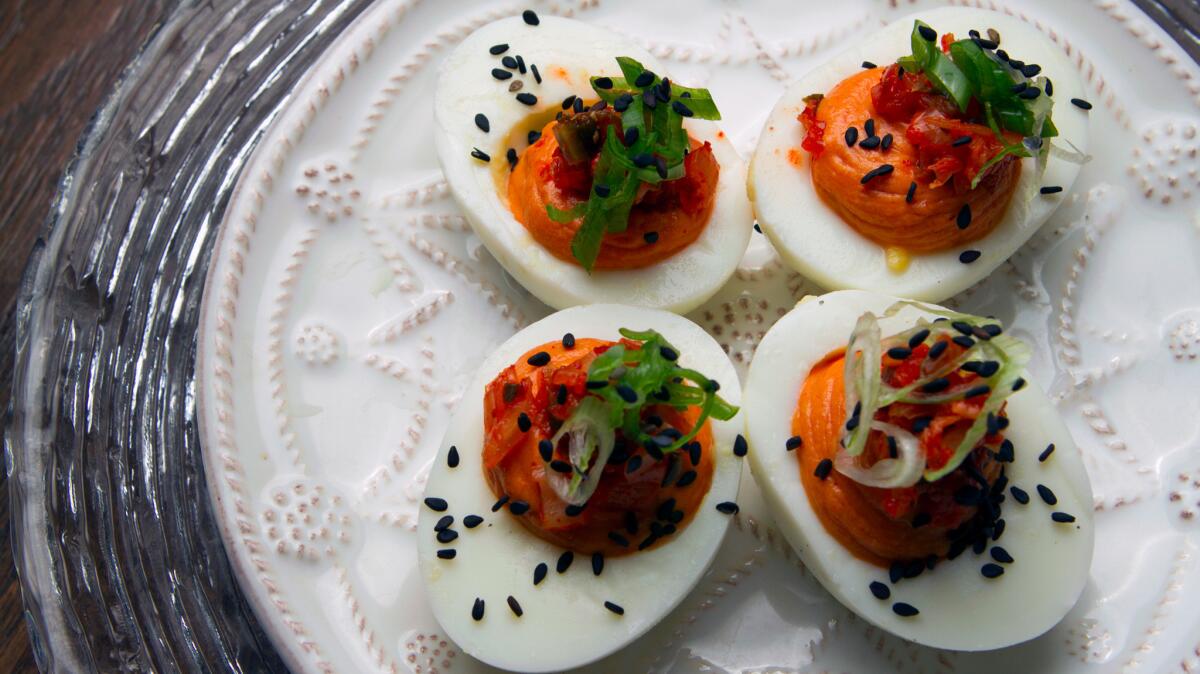 The deviled Jidori eggs from Faith & Flower in downtown L.A.