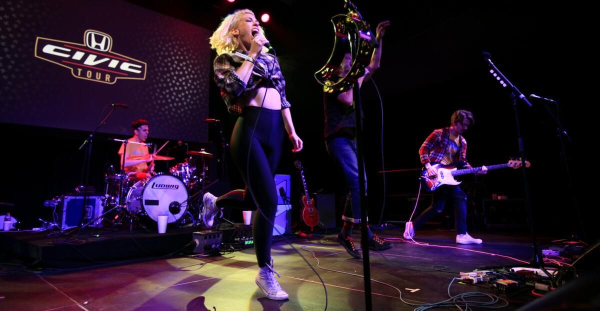 Honda is pulling back on prime-time television advertising to invest in concert sponsorship and a music-streaming channel. The band Grouplove performs for Honda employees.