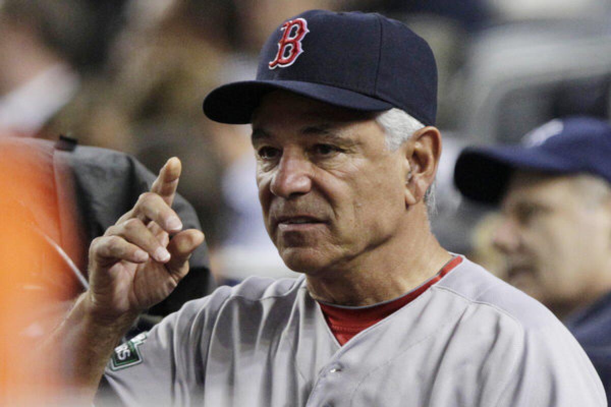 Boston Red Sox Manager Bobby Valentine in the dugout during Wednesday's game against the New York Yankees.