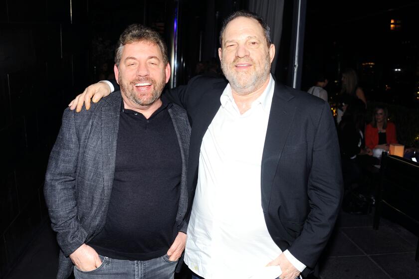 NEW YORK, NY - APRIL 17: James Dolan and Harvey Weinstein attend Tribeca Film Festival After-Party for "Meadowland", hosted by Bombay Sapphire Gin at PHD at PHD Rooftop Lounge on April 17, 2015 in New York City. (Photo by Paul Bruinooge/Patrick McMullan via Getty Images)