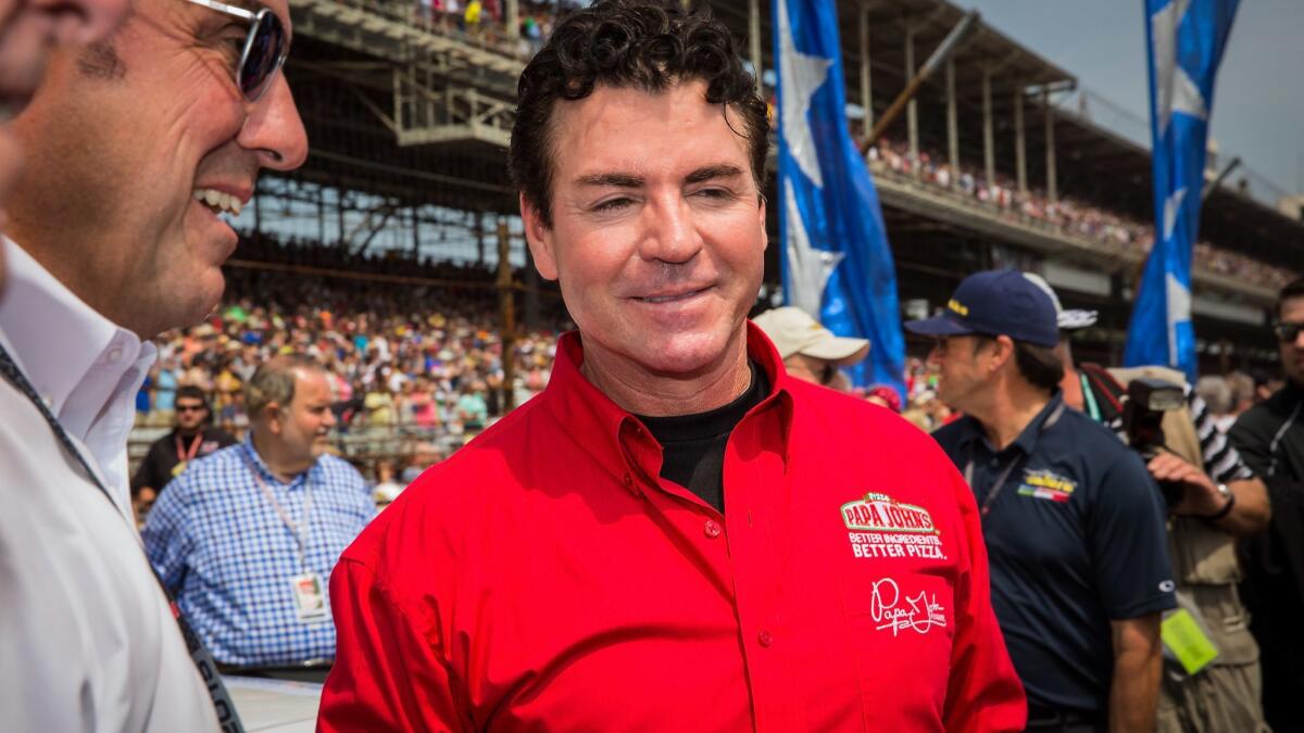 Papa John's sales slump worsened last summer after founder John Schnatter, shown above in 2015, used a racial slur on a conference call.