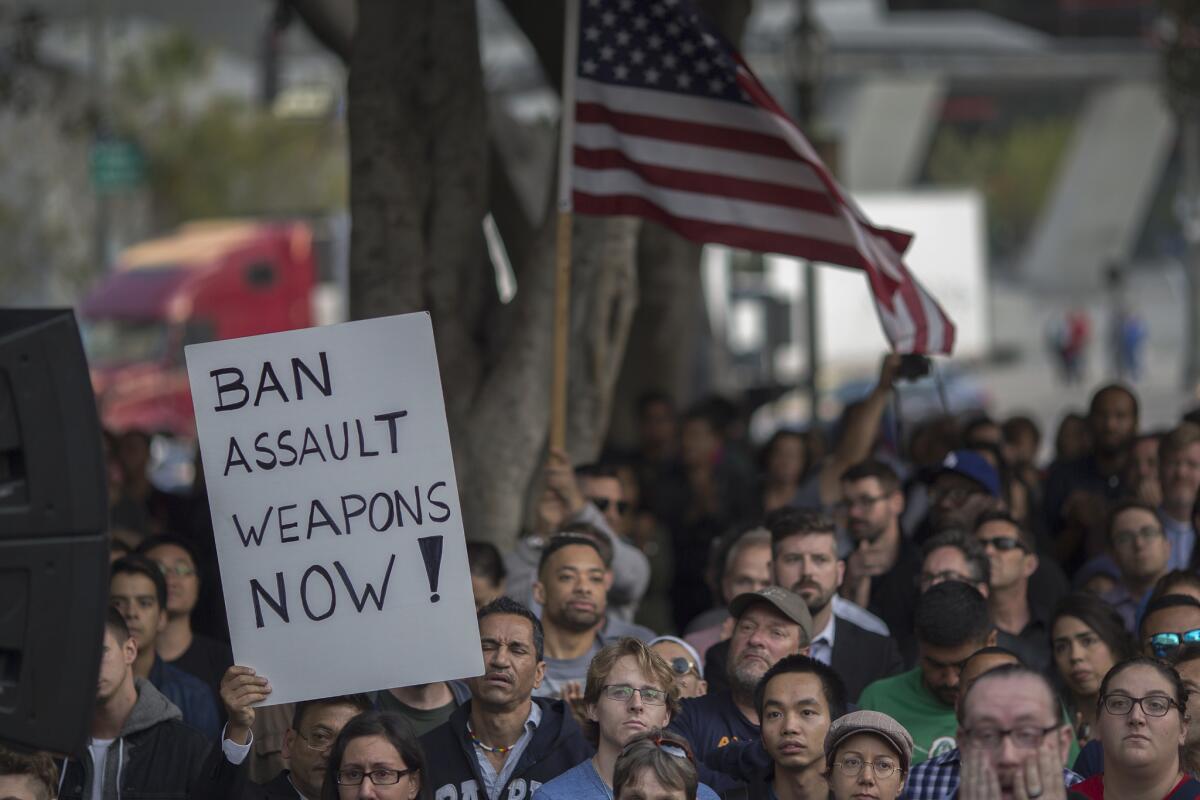 A vigil for the Orlando, Fla., nightclub shooting victims in L.A. On Monday, June 20, 2016, the Supreme Court dismissed challenges from gun-rights advocates in Connecticut and New York who contended state bans violated their 2nd Amendment rights.