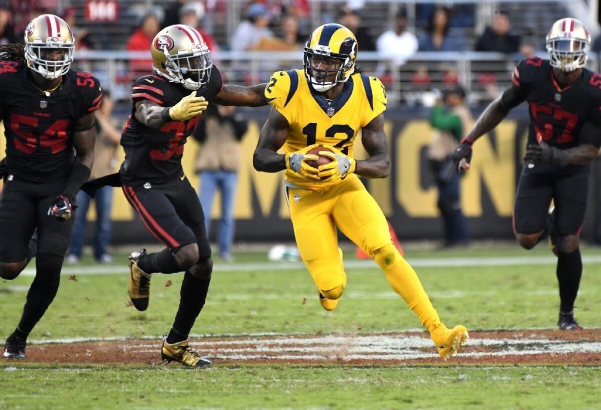Rams receiver Sammy Watkins picks up big yards against the 49ers defense during Thursday night's game.