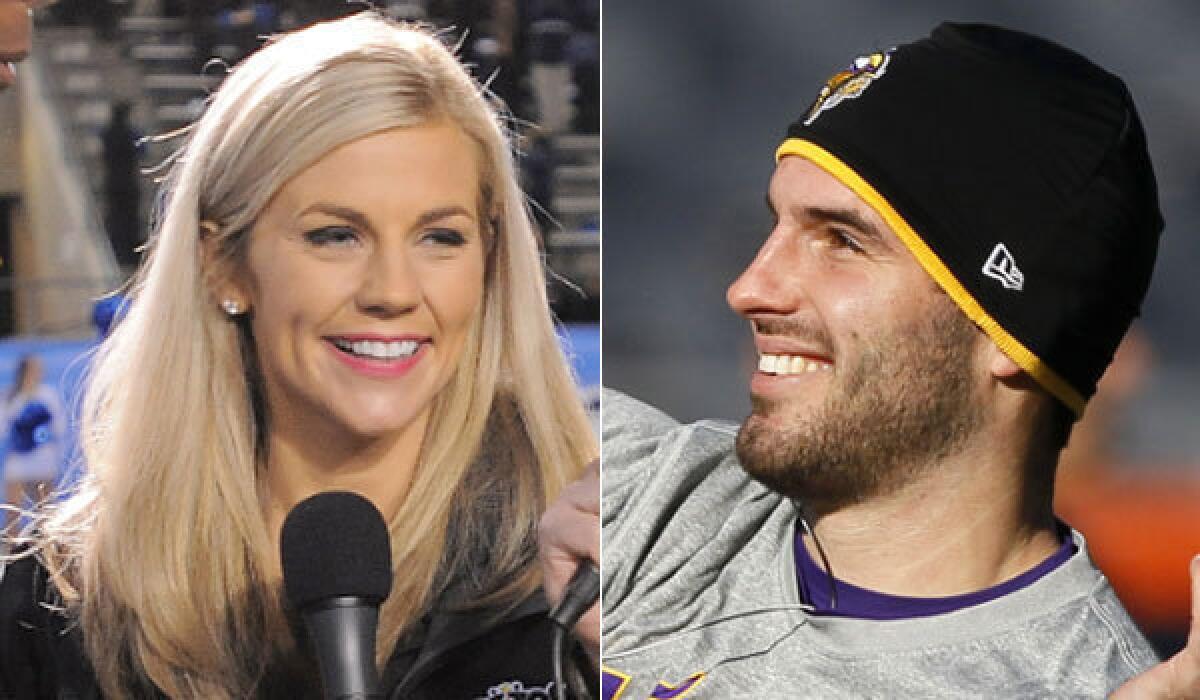 ESPN reporter Samantha Steele and Minnesota Vikings quarterback Christian Ponder.