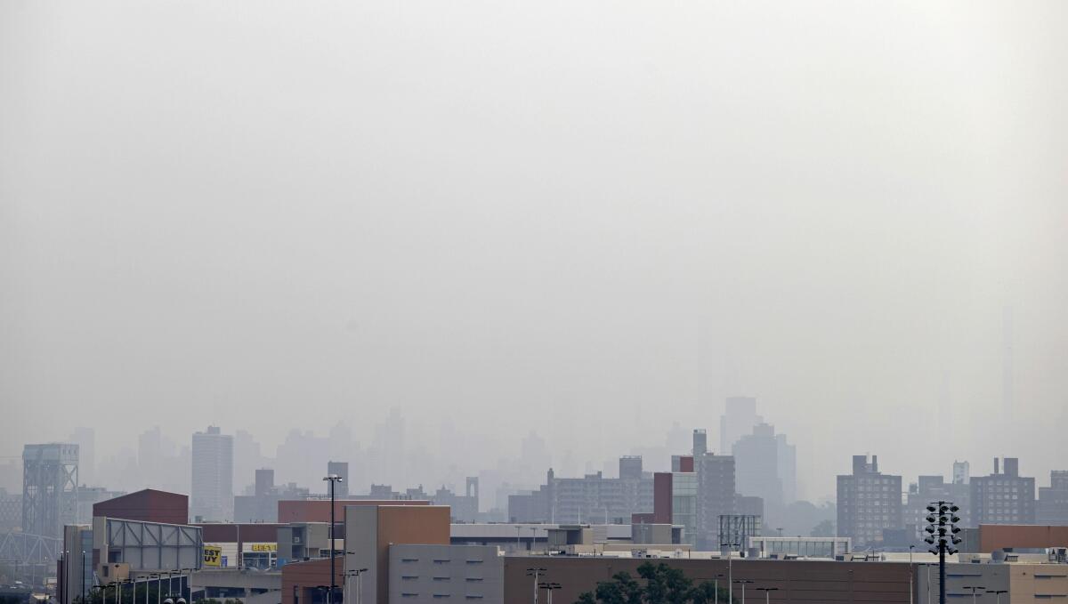 View of Manhattan in haze