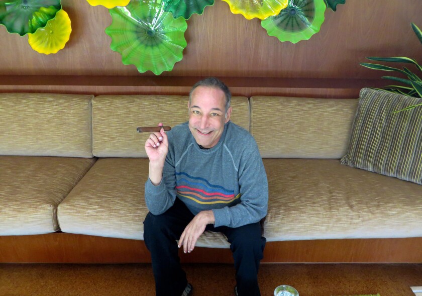 Sam Simon, co-creator of "The Simpsons," at his home in Pacific Palisades in 2013. Simon died in March.