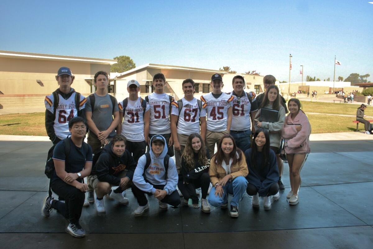 The TPHS Food Bank Club: top row (left to right) Mark Ratzer, Adam Slack, Alec Helfrich, Matan Morris, Jack Martinez, Luke Emri, Jake Noble, Jack Helsel, Jayden Schaffer and Nikki Sadeghi. Bottom row (left to right) George Cui, Adam Wehba, Daniel Hoffman, Greta Boatcher, Meia Voss and Crystal Li.
