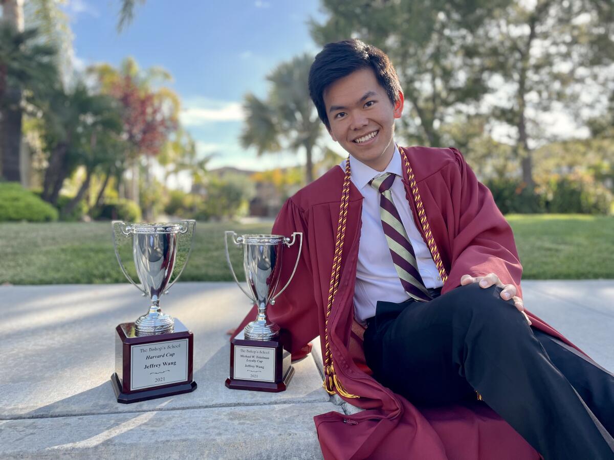 Jeffrey Wang earned the highest grade point average among this year's graduates at The Bishop's School in La Jolla. 