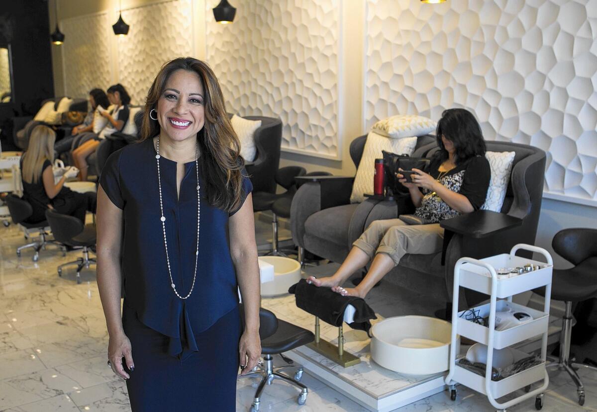 Twila True, owner of the luxury nail salons Polished Perfect, at the Irvine site.