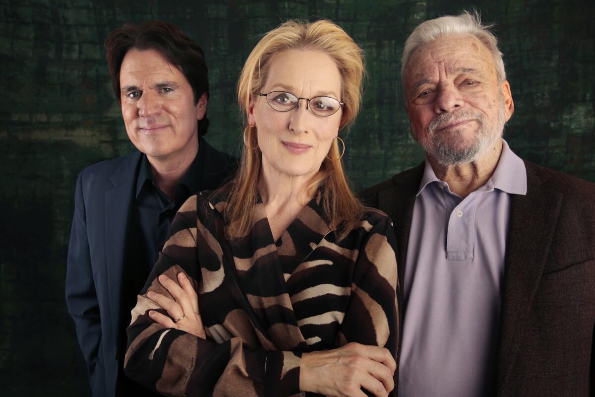 Director Rob Marshall, left, actress Meryl Streep and composer Stephen Sondheim of the movie "Into The Woods."