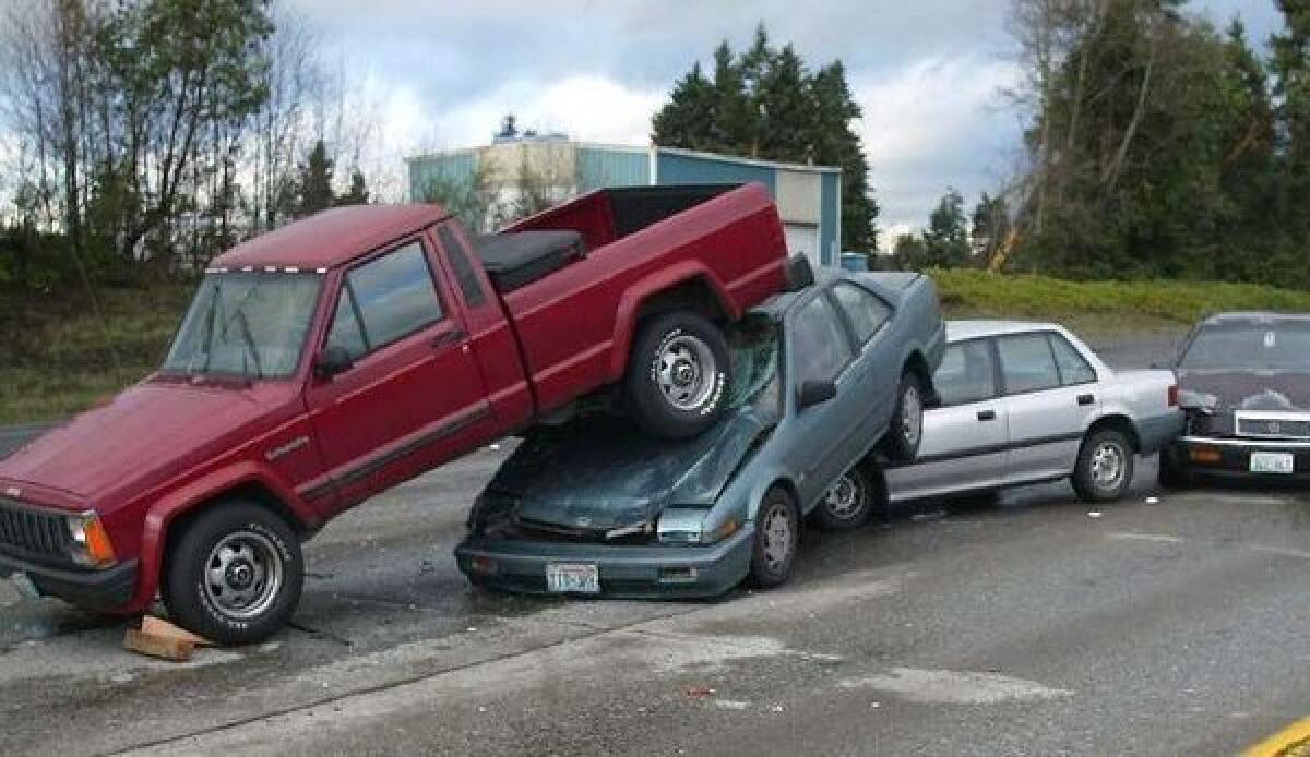 The aftermath of a chain-reaction collision on Interstate 5 in Federal Way, Wash., in 2002.