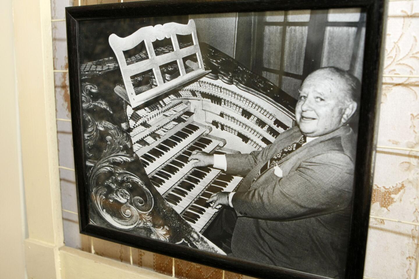 A photo of Frank Lanterman while he played the organ is displayed at the new exhibit "The Legacy of Frank Lanterman 1901-1981" at the Lanterman House in La Cañada Flintridge on Tuesday, Feb. 14, 2017.