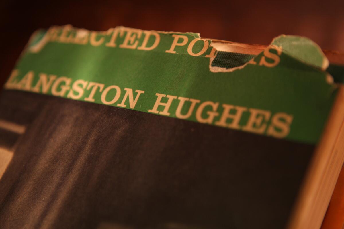 A much-read copy of "Selected Poems by Langston Hughes."