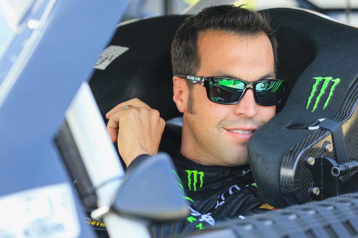 Sam Hornish Jr. in his car during qualifying for the NASCAR Nationwide Series VisitMyrtleBeach.com 300 at Kentucky Speedway in Sparta, Ky., on Sept. 20.