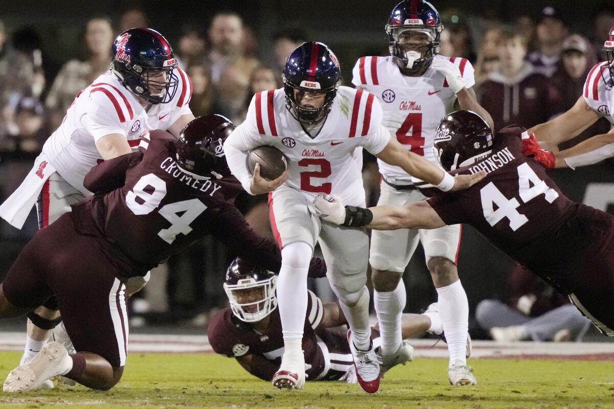 No. 12 Mississippi shuts down rival Mississippi State 17-7 to win Battle  for the Golden Egg - The San Diego Union-Tribune
