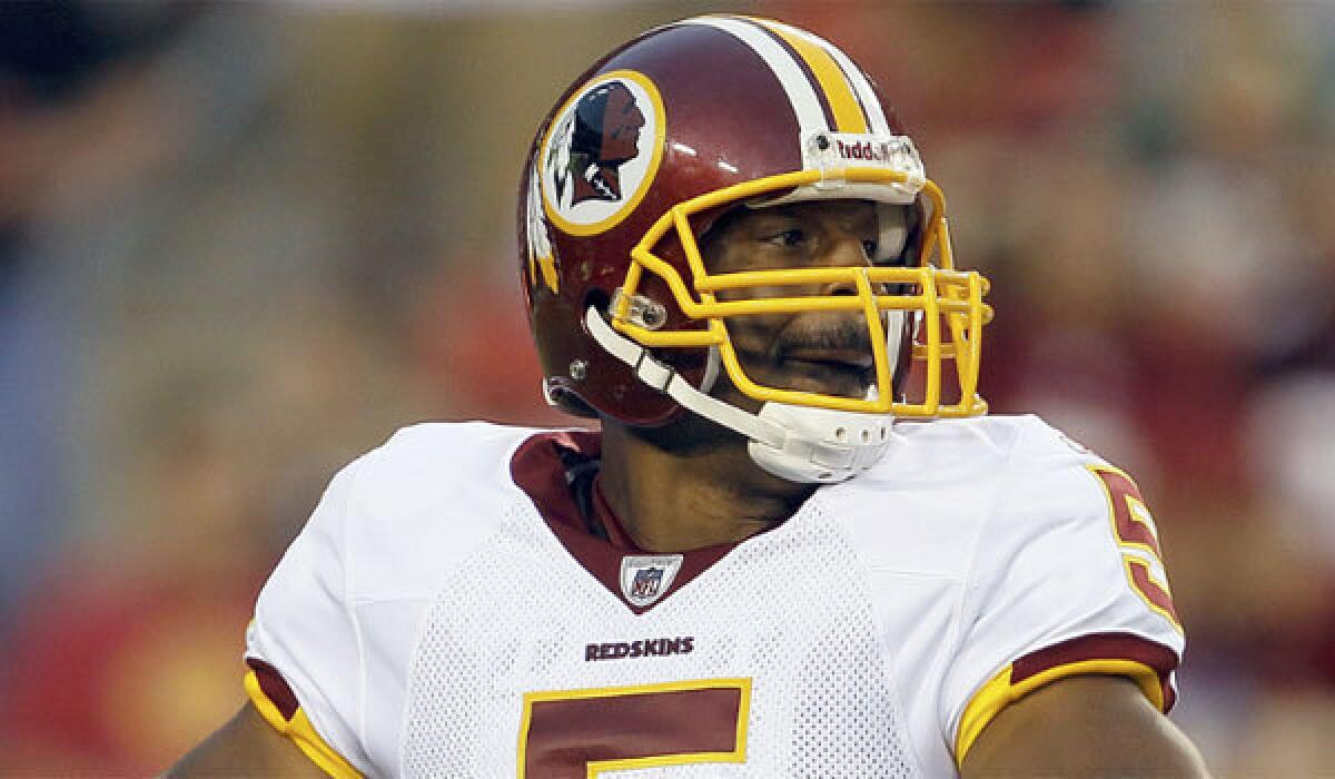 Donovan McNabb, shown with the Washington Redskins in 2010, may have gotten himself into trouble in Arizona early this year.
