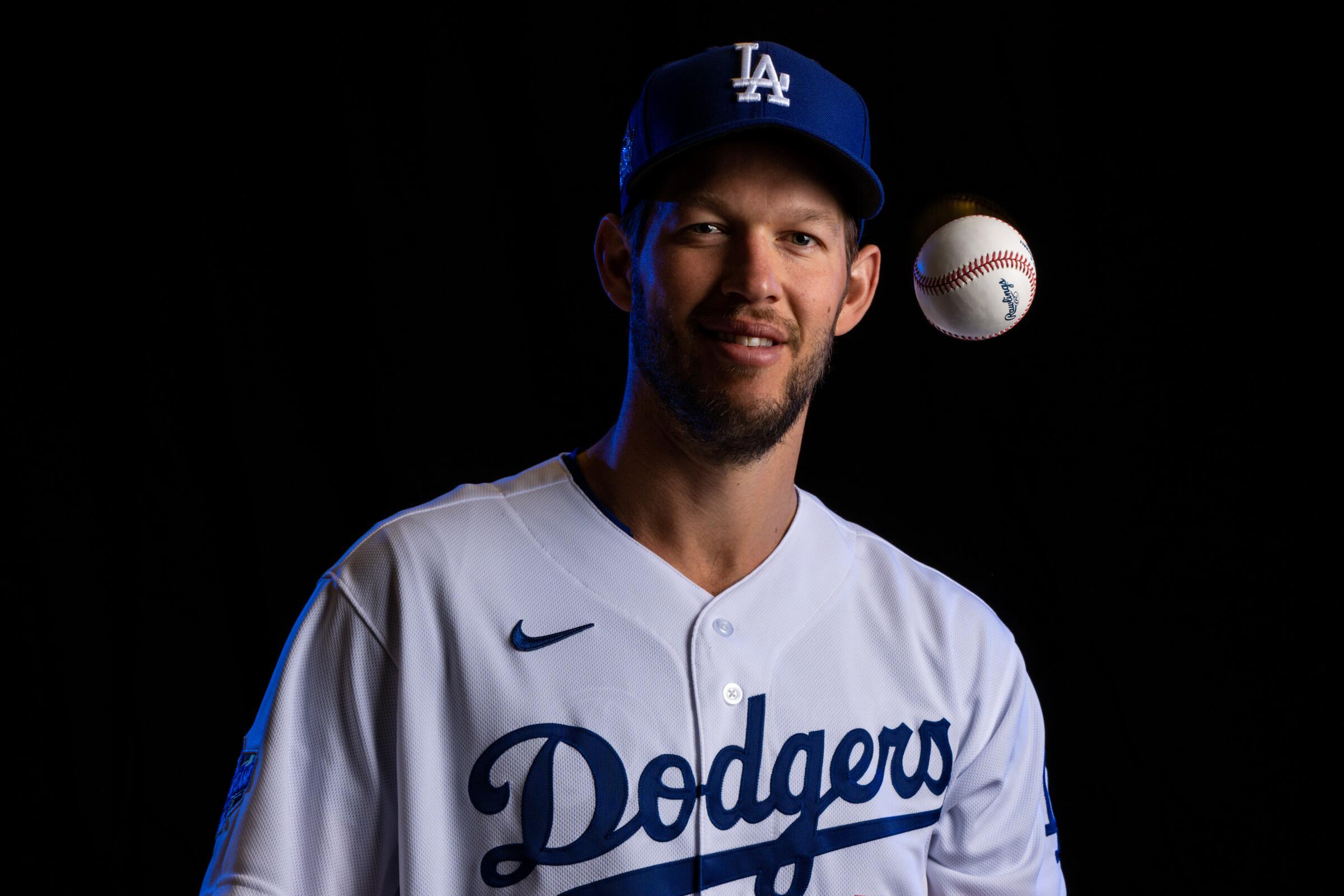 Dodgers pitcher Clayton Kershaw (22) poses for a portrait.