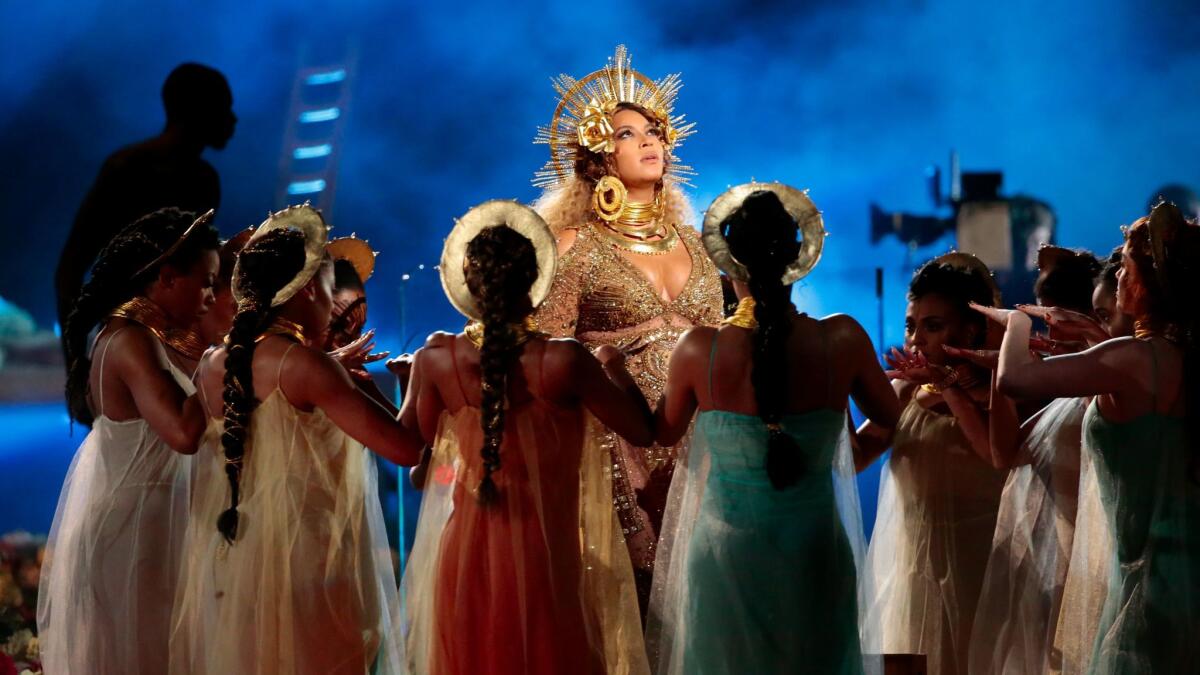 Beyoncé performs during Sunday's Grammy Awards.