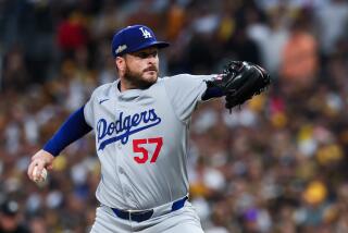 Dodgers reliever Ryan Brasier delivers against the San Diego Padres in Game 4 of the NLDS at Petco Park.