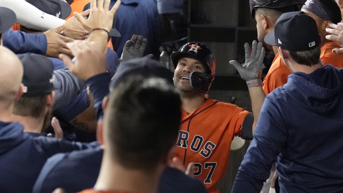 Jose Altuve gives jersey to young fan after Astros loss