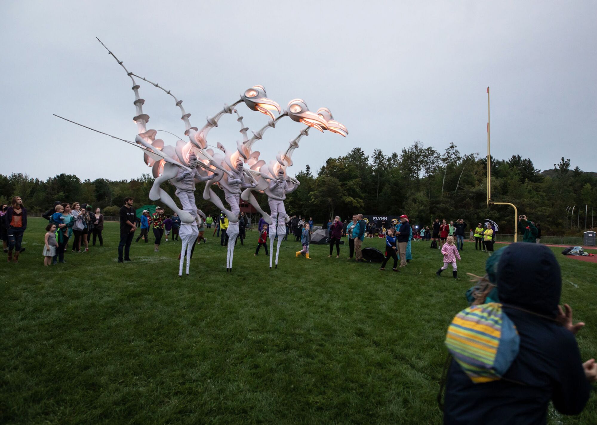 "bird people," a performance troupe from the Netherlands.