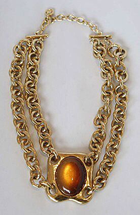 1970s Givenchy large link glass stone necklace.