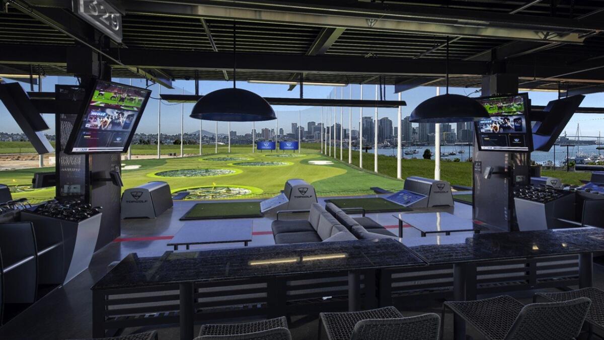 A rendering of Topgolf’s proposed East Harbor Island facility.