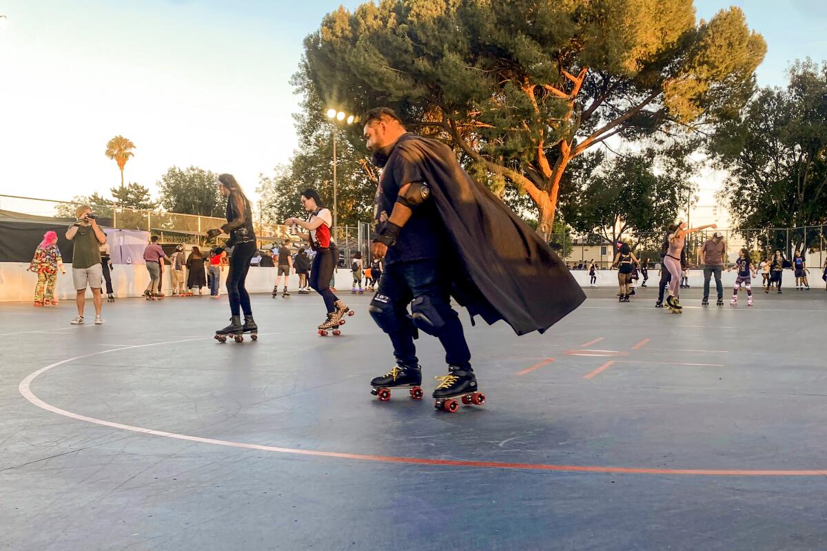 Outdoor roller skaters at L.A. Kings Burbank Sports Center.