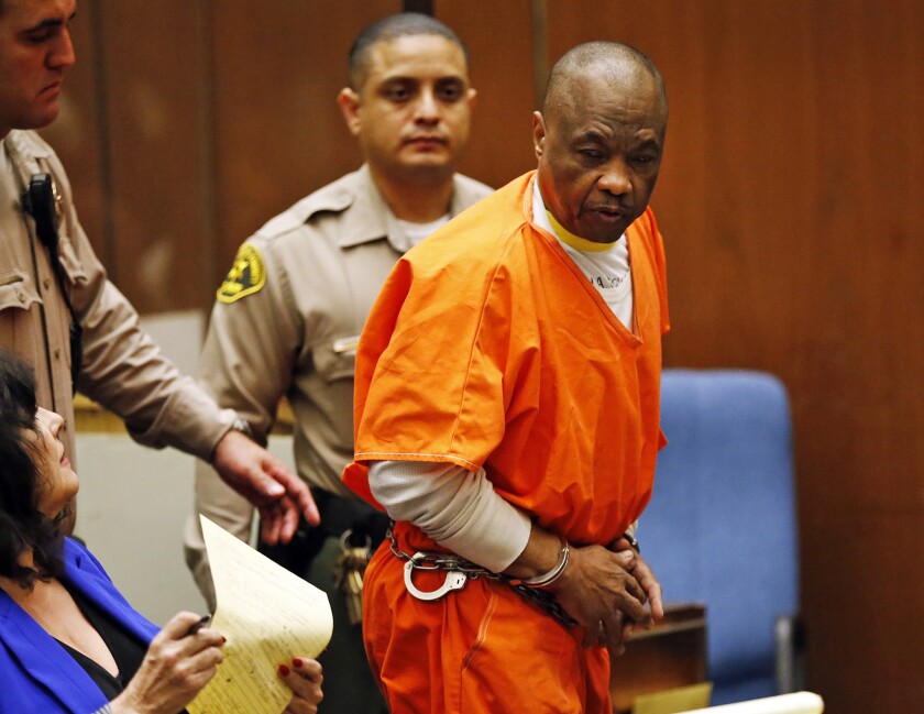 Lonnie Franklin Jr. is led out from the L.A. County Superior Courtroom after a dramatic hearing Friday.