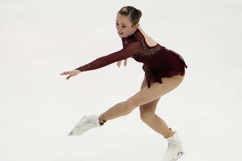 Mariah Bell of USA performs in the ladies free skating program during the ISU Grand Prix of Figure Skating.