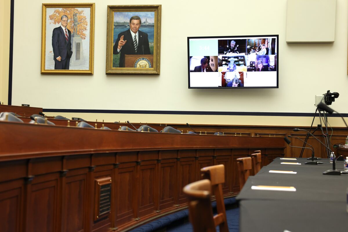 Officials testify at a hearing with the House Armed Services Subcommittee on Cyber Crimes 