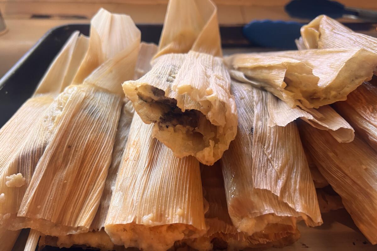 Freshly steamed tamales 
