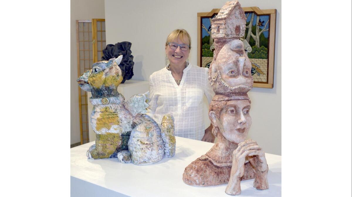 Providing some of the show's most whimsical, creative and colorful creations is ceramic sculptress Cheryl Tall.