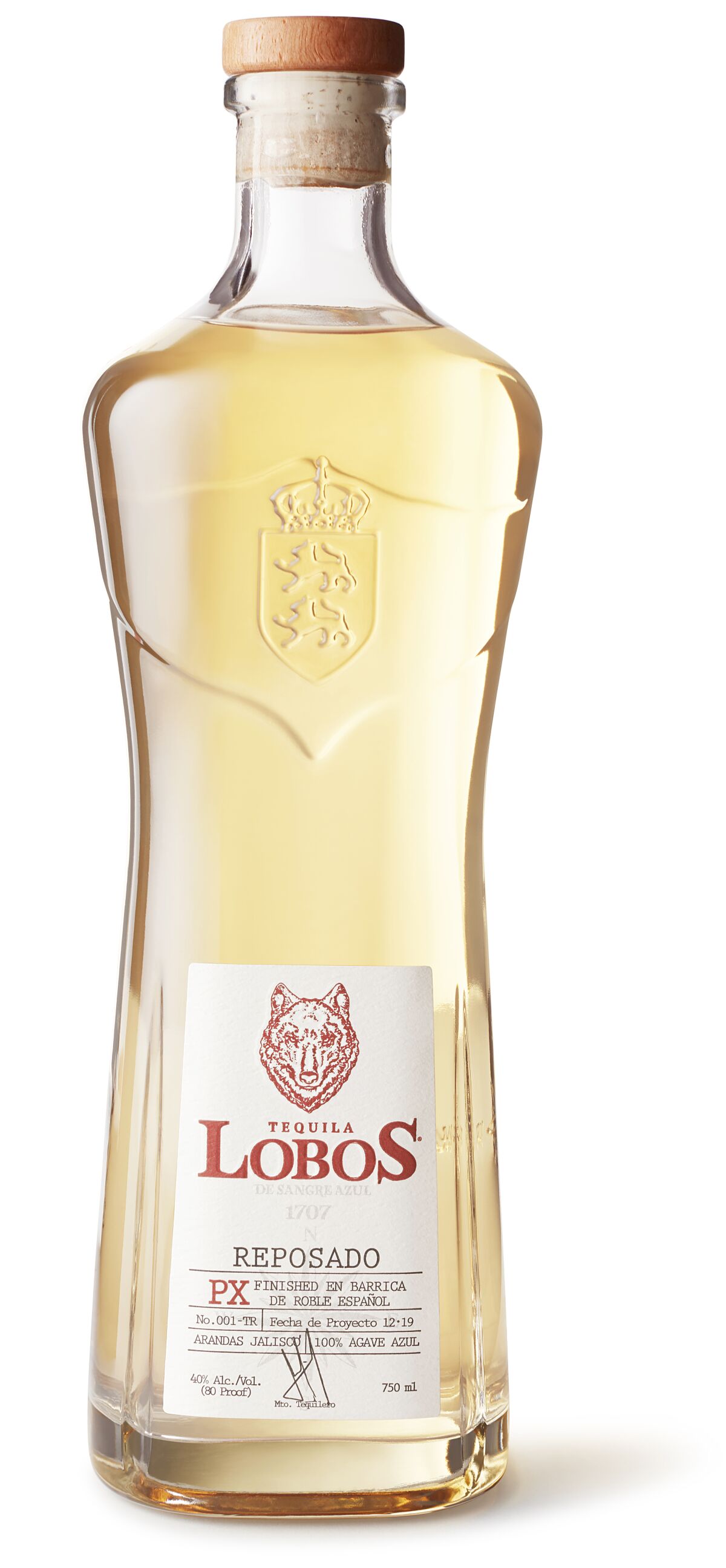A bottle of Lobos 1707 Tequila Reposado.
